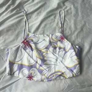 RACIL Cropped Floral Print Cotton Top